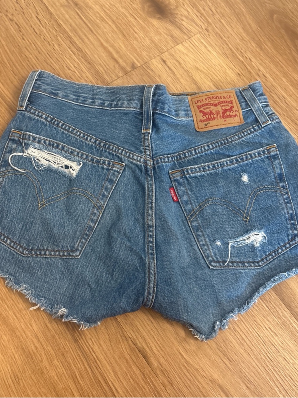 Levi's Light Blue Distressed Denim Cutoff Shorts